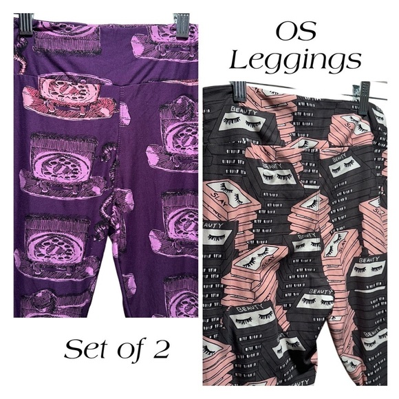 New LulaRoe OS Soft Leggings One Size  2-10 Small-Large Heart Phone Beauty Pink - Picture 1 of 16